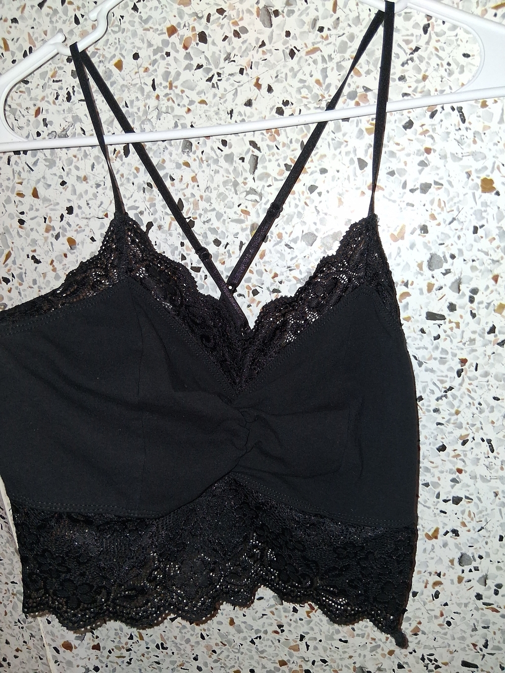 Women's Bozzolo Lacey Crop Top Black Size Large